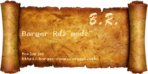 Barger Rómeó névjegykártya